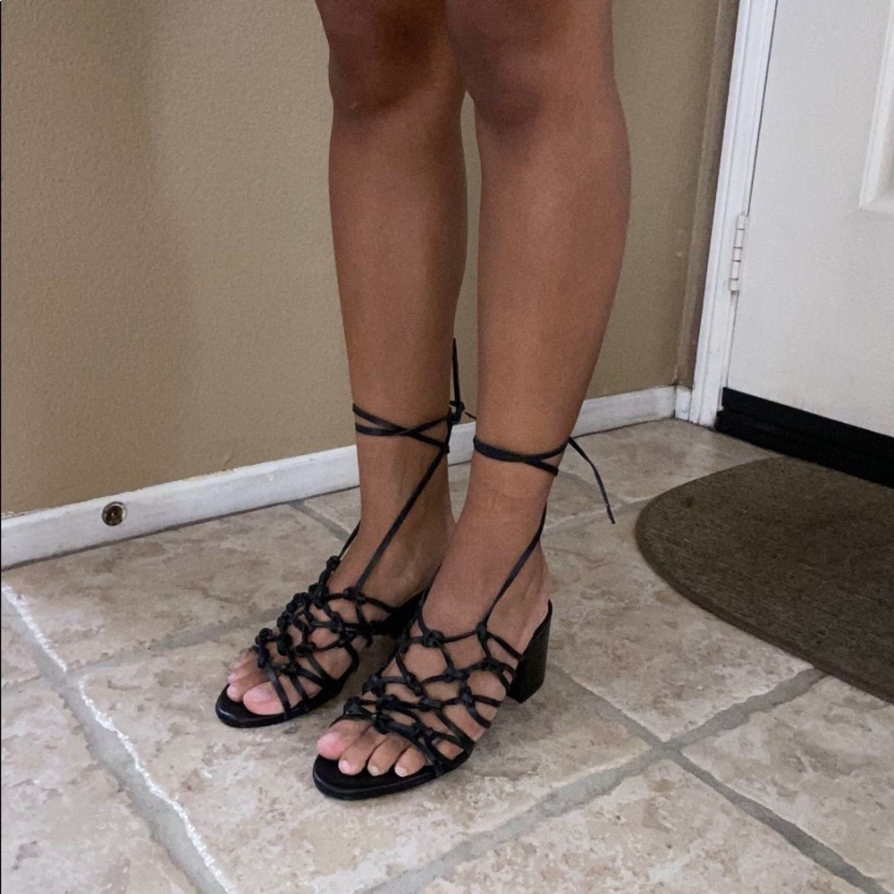 Lust for Life Genuine Leather Tie Up Sandals